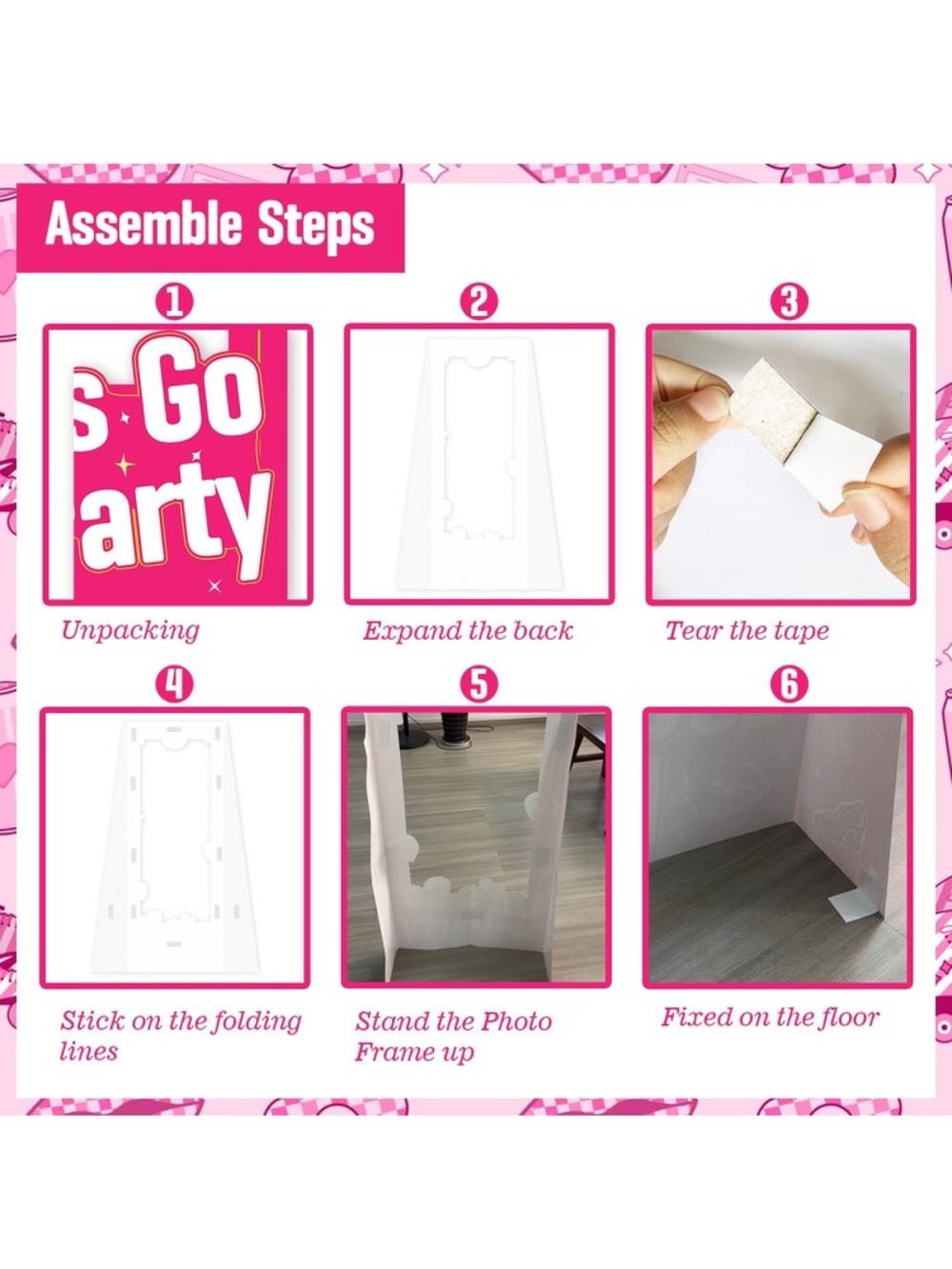 Pink Party Photo Frame Backdrop Panel - Picture 3 of 6